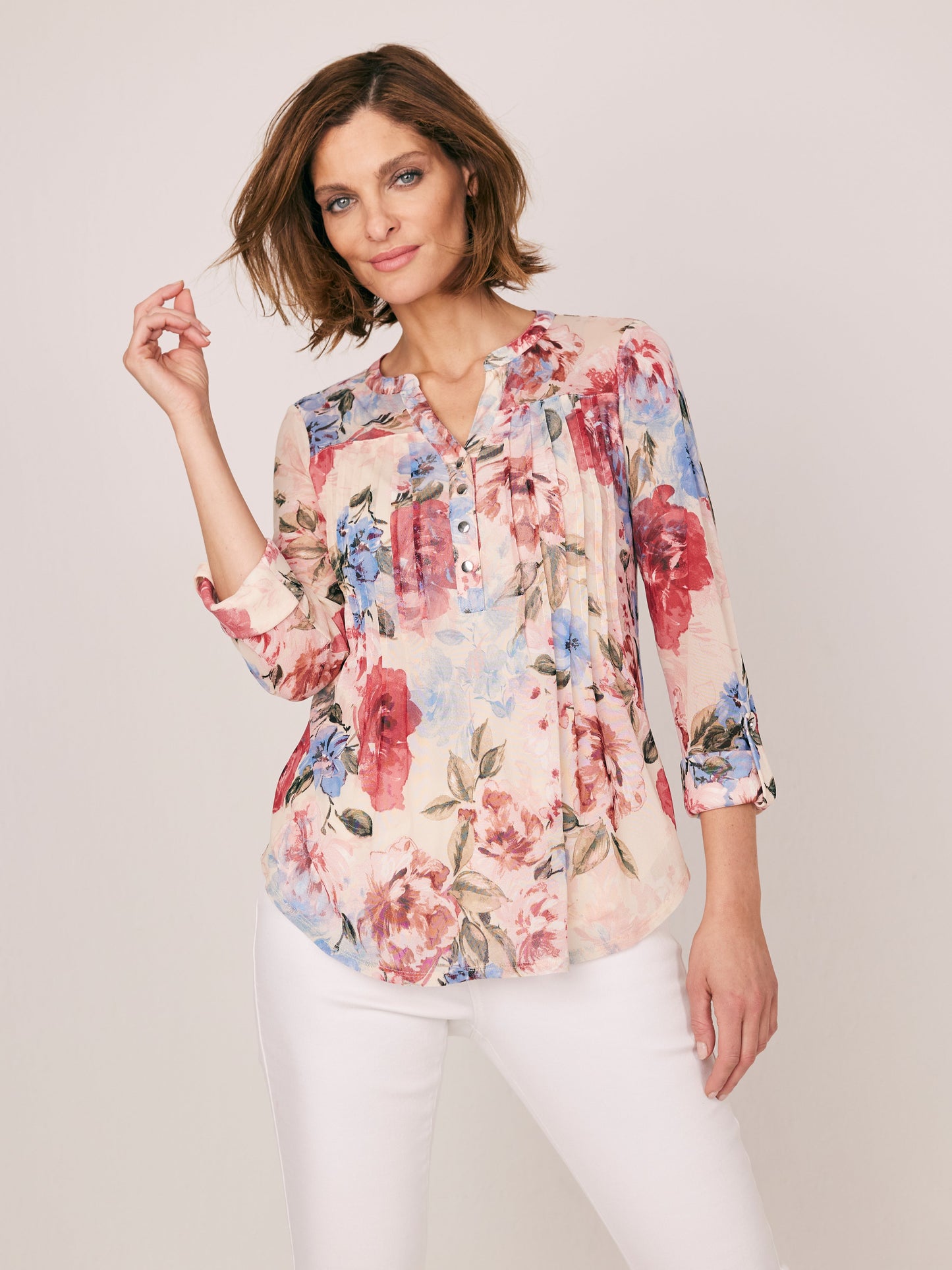 Mesh Floral Top With Lining Popover