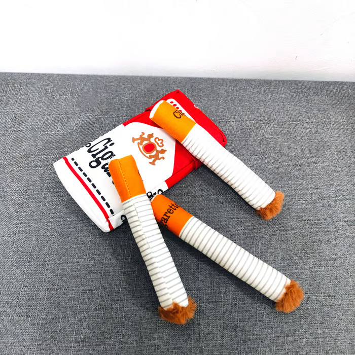 Puppy Cigar Box Chew Toy - Set of 3 Squeaky Plush Cigars with Secret Treat Hideout