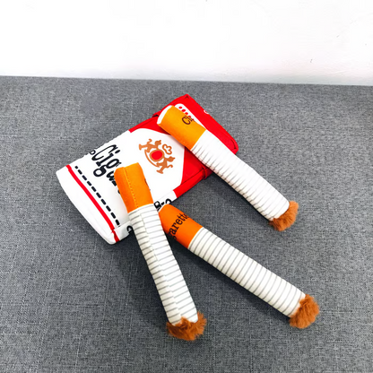 Puppy Cigar Box Chew Toy - Set of 3 Squeaky Plush Cigars with Secret Treat Hideout