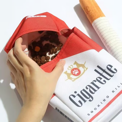 Puppy Cigar Box Chew Toy - Set of 3 Squeaky Plush Cigars with Secret Treat Hideout