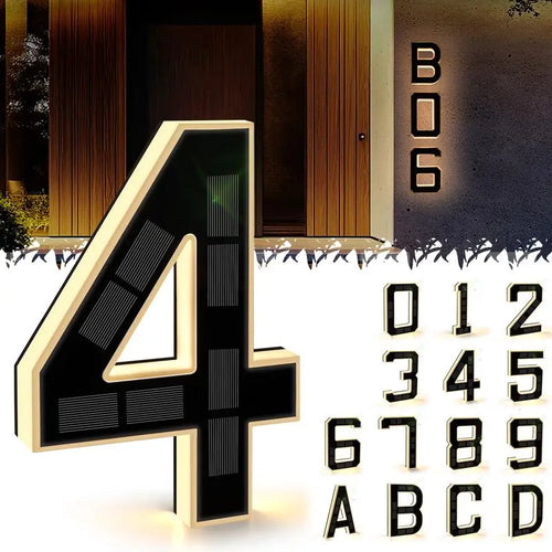 Solar Lighted Address Sign – Waterproof Modern Numbers for Outdoor Decor