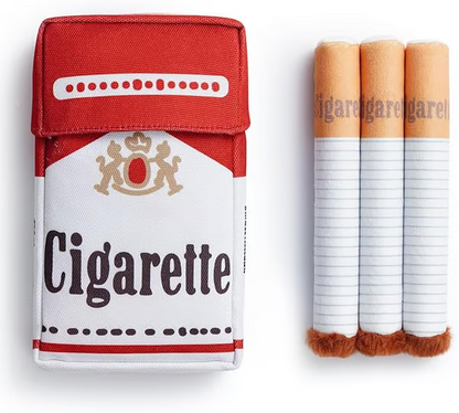 Puppy Cigar Box Chew Toy - Set of 3 Squeaky Plush Cigars with Secret Treat Hideout