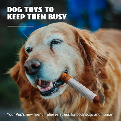 Puppy Cigar Box Chew Toy - Set of 3 Squeaky Plush Cigars with Secret Treat Hideout