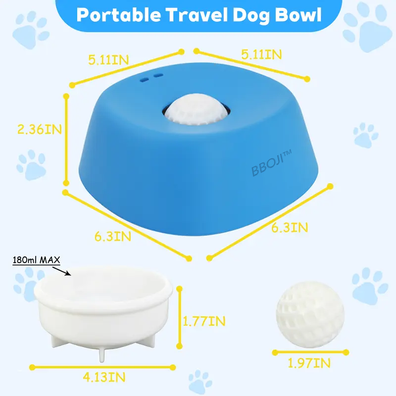 Slow Feeder Lick Bowl with Rolling Ball - No Spill Bone Broth & Yogurt Feeder for Dogs
