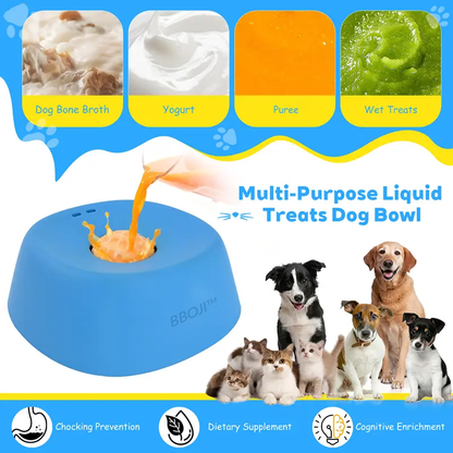 Slow Feeder Lick Bowl with Rolling Ball - No Spill Bone Broth & Yogurt Feeder for Dogs