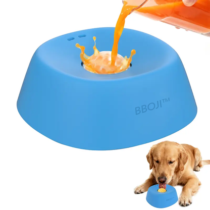 Slow Feeder Lick Bowl with Rolling Ball - No Spill Bone Broth & Yogurt Feeder for Dogs