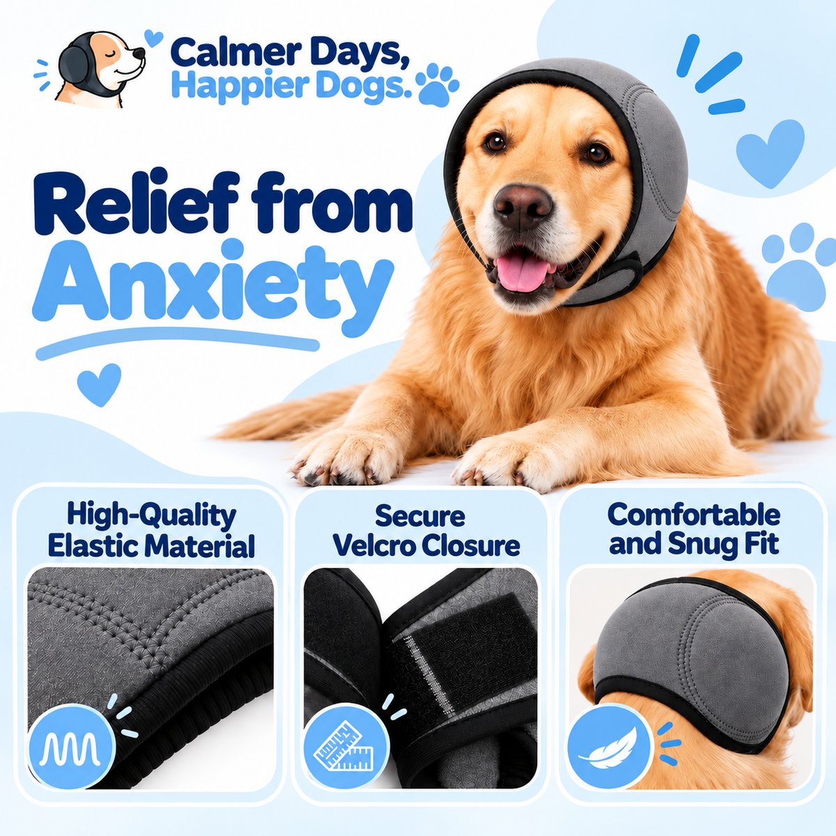 Dog Calming Ear Muffs – Help Ease Noise Anxiety
