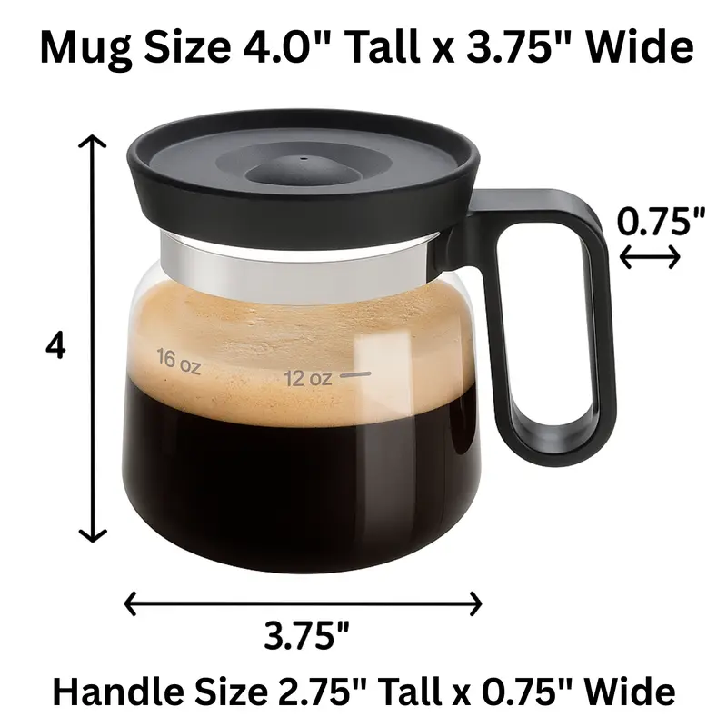The "Mini Carafe" 16oz Coffee Pot Mug - Fun Novelty Glass with Sip Lid