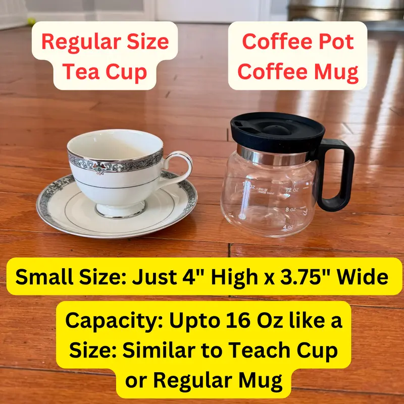 The "Mini Carafe" 16oz Coffee Pot Mug - Fun Novelty Glass with Sip Lid