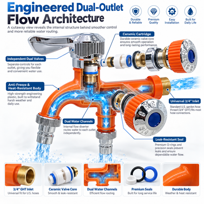 ⏳ LAST DAY: 50% OFF 🔥Universal Anti-Freeze Dual Outlet Faucet – 1 In 2 Out Water Tap