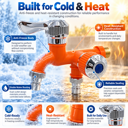 ⏳ LAST DAY: 50% OFF 🔥Universal Anti-Freeze Dual Outlet Faucet – 1 In 2 Out Water Tap
