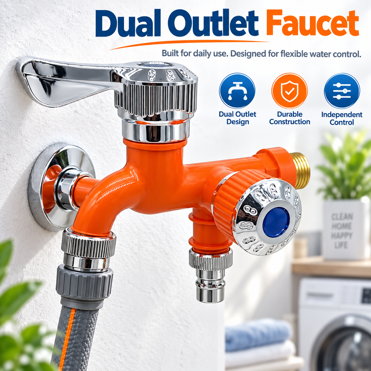 ⏳ LAST DAY: 50% OFF 🔥Universal Anti-Freeze Dual Outlet Faucet – 1 In 2 Out Water Tap
