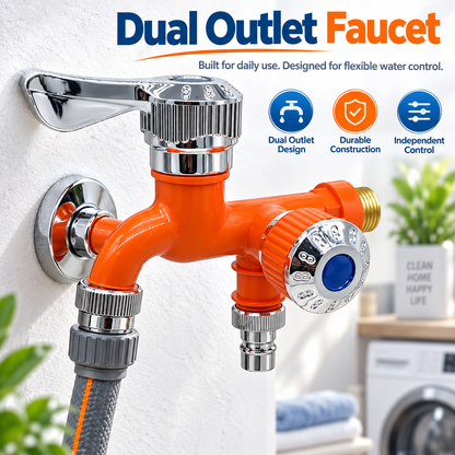 ⏳ LAST DAY: 50% OFF 🔥Universal Anti-Freeze Dual Outlet Faucet – 1 In 2 Out Water Tap