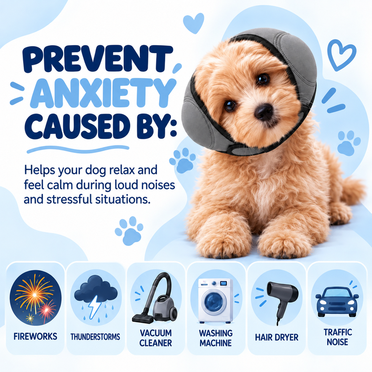 Dog Calming Ear Muffs – Help Ease Noise Anxiety