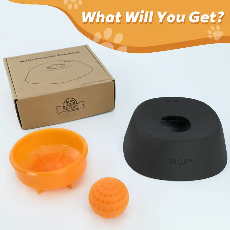 Slow Feeder Lick Bowl with Rolling Ball - No Spill Bone Broth & Yogurt Feeder for Dogs