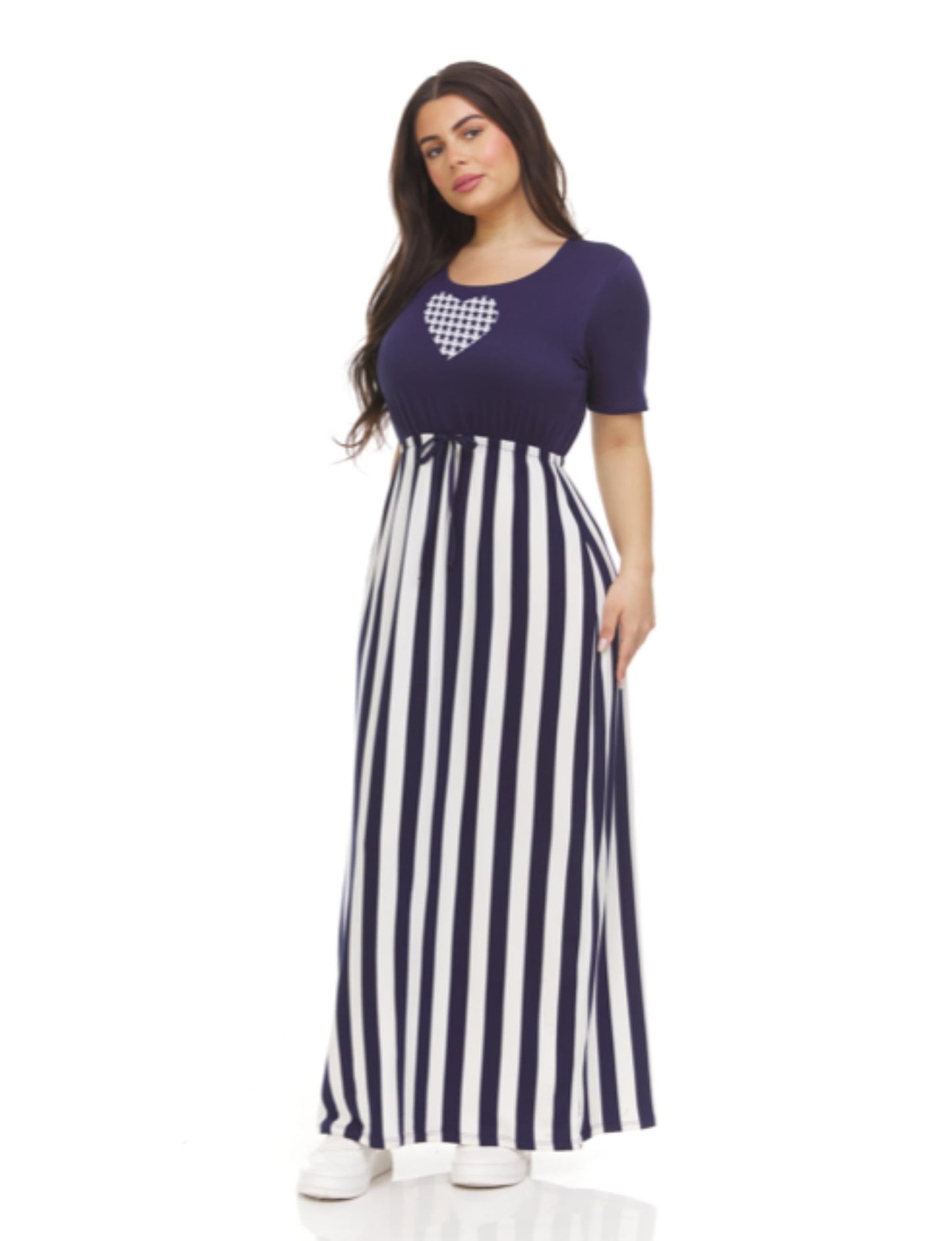 Short Sleeve Crew Neck Maxi Dress