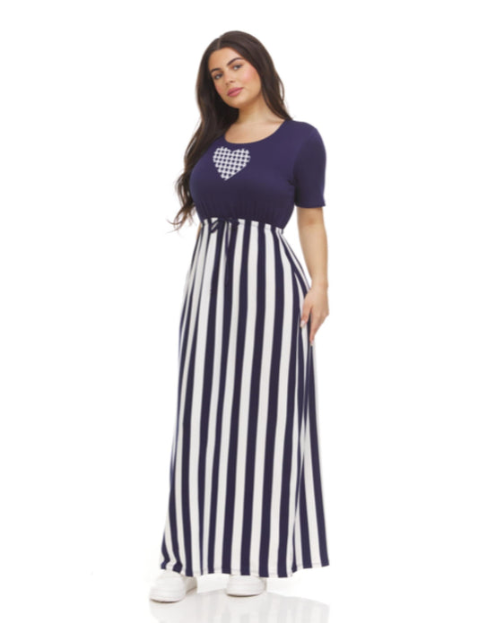 Short Sleeve Crew Neck Maxi Dress