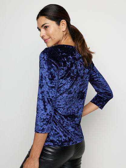 Solid Crushed Velvet Surplice Front Top