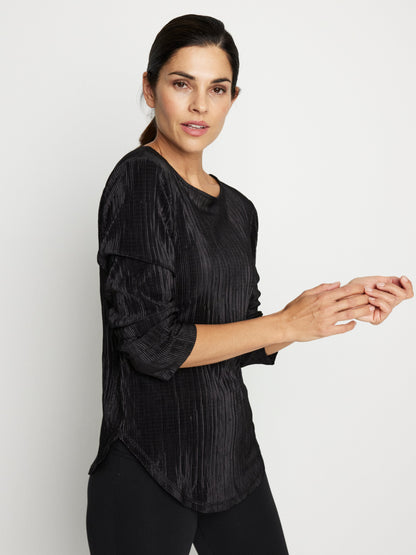 Pleated Bodre Top With  Ballet Neckline