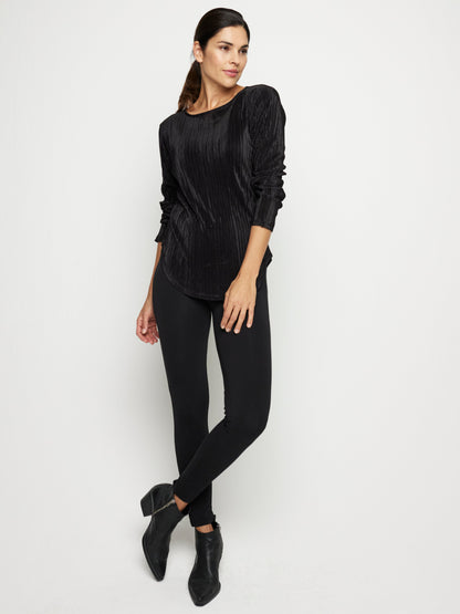 Pleated Bodre Top With  Ballet Neckline