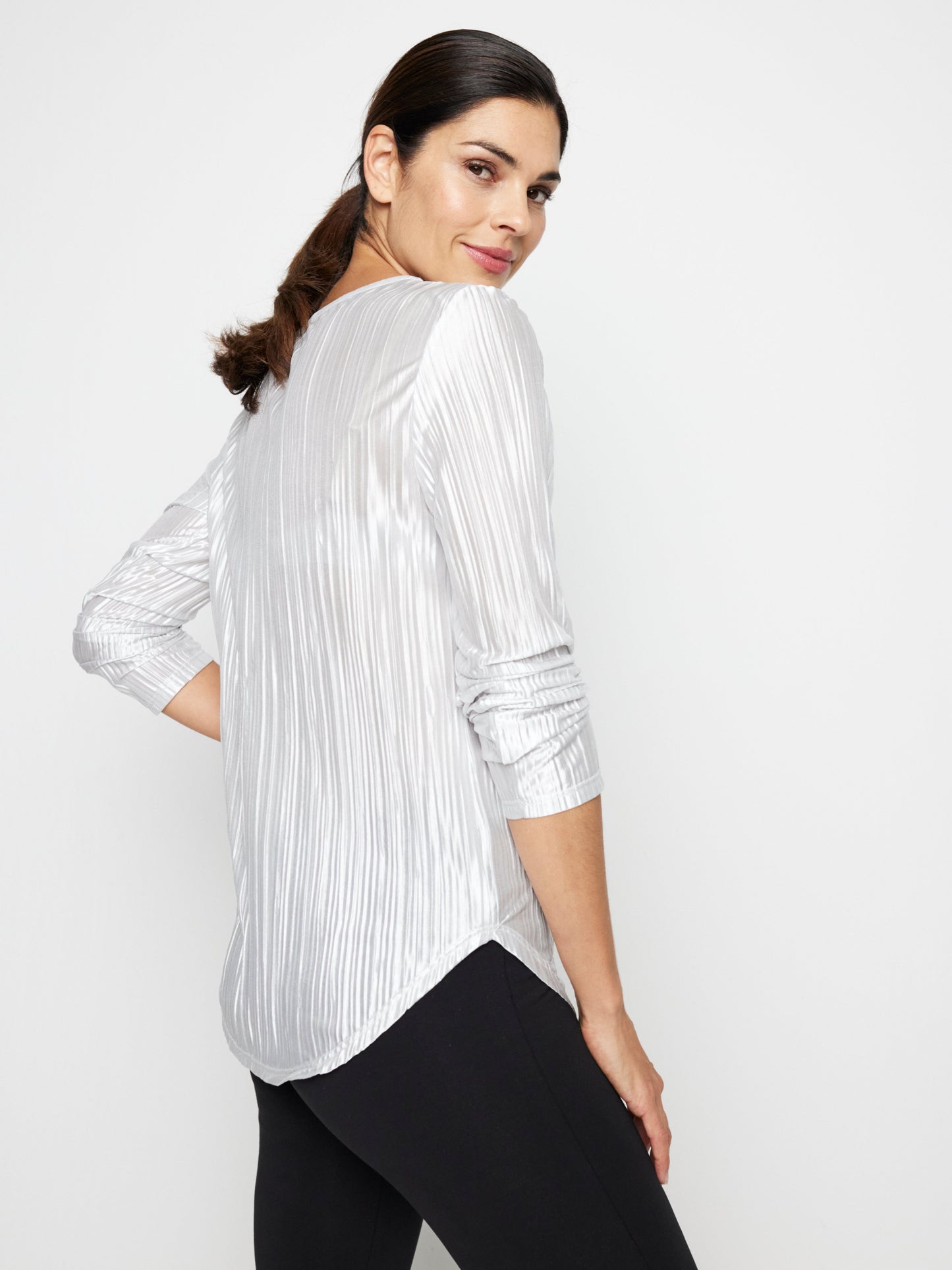 Pleated Bodre Top With  Ballet Neckline