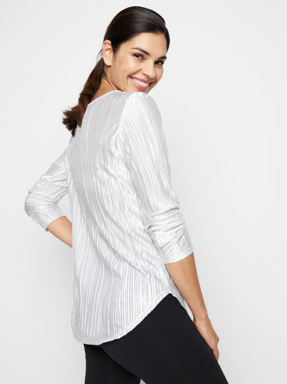 Pleated Bodre Top With  Ballet Neckline