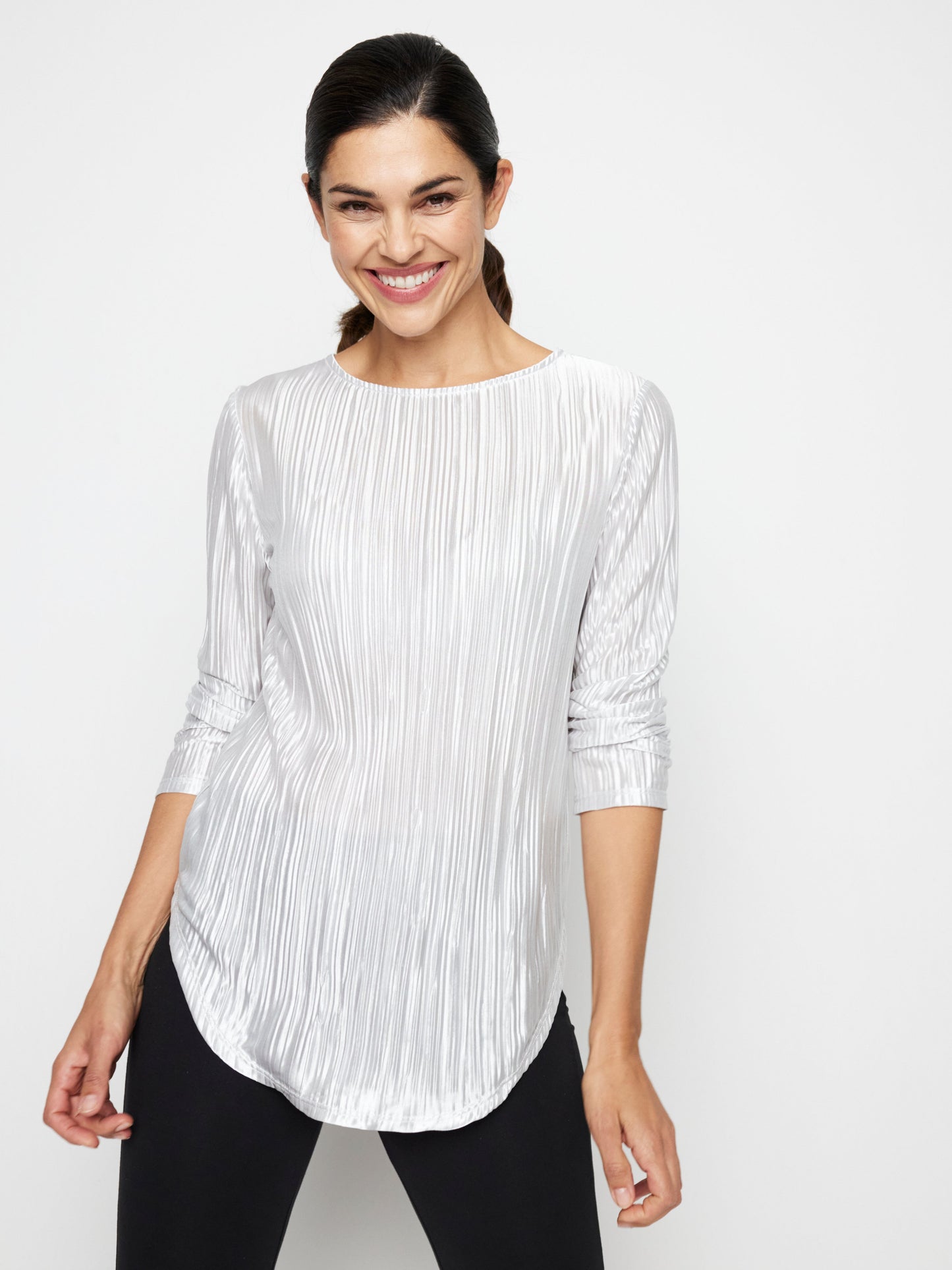 Pleated Bodre Top With  Ballet Neckline