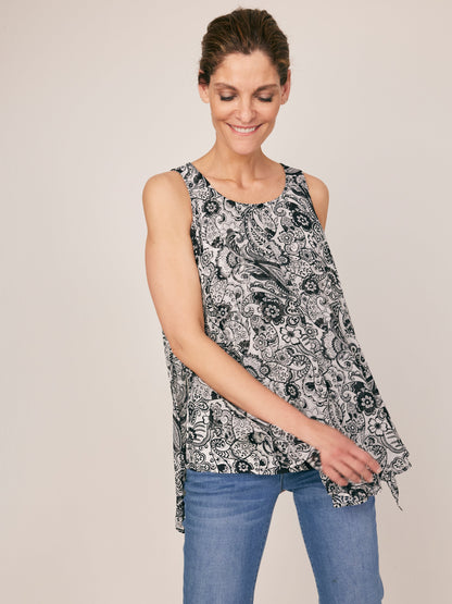Sleeveless Paisley Layered Popover