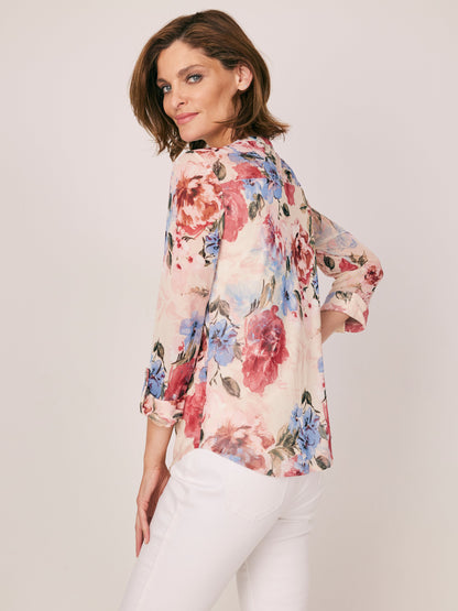 Mesh Floral Top With Lining Popover
