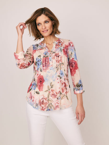 Mesh Floral Top With Lining Popover