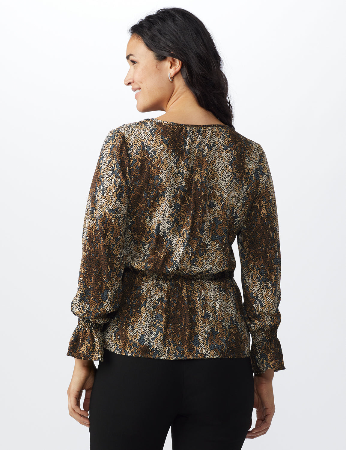Long Sleeve Animal Peplum Blouse